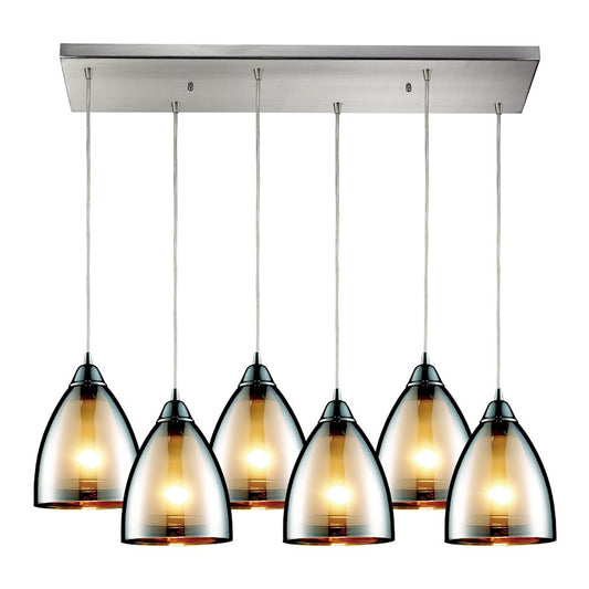 ELK Lighting Reflections 6-Light Rectangular Pendant, Nickel/Chrome - 10073-6RC