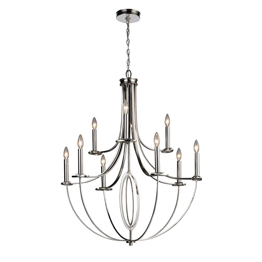 ELK Lighting Dione 6+3-Light Chandelier, Polished Nickel - 10159-6+3