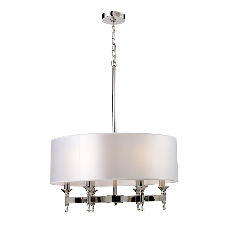 ELK Lighting Pembroke 6-Light Chandelier, Nickel/White Fabric Shade - 10162-6