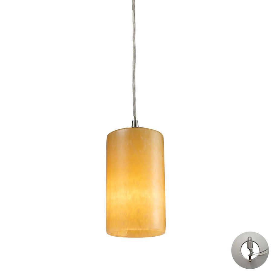 ELK Lighting Piedra 1-Light Mini Pendant, Nickel/Stone, Adapter - 10169-1-LA