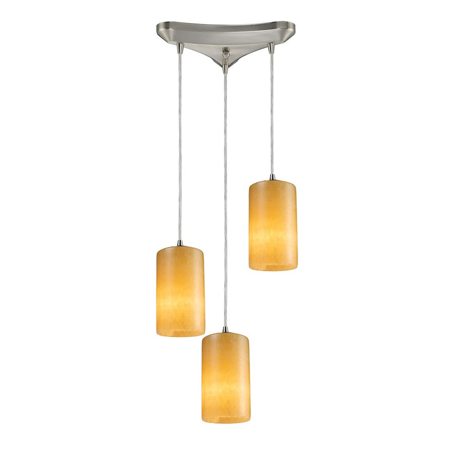 ELK Lighting Piedra 3-Light Triangle Pendant, Nickel/Stone Shades - 10169-3