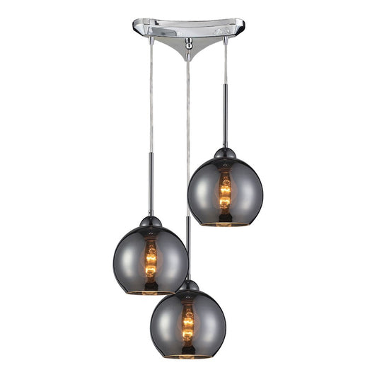 ELK Lighting Cassandra 3-Light Triangular Pendant, Chrome/Chrome - 10240-3CHR