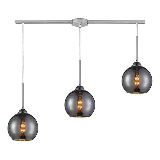 ELK Lighting Cassandra 3-Light Linear Pendant, Chrome/Chrome - 10240-3L-CHR