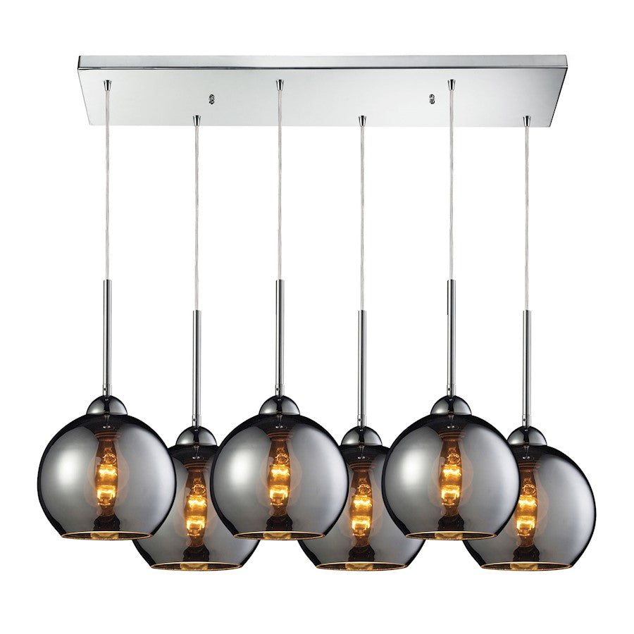 ELK Lighting Cassandra 6-Light Rectangle Pendant, Chrome/Chrome - 10240-6RC-CHR