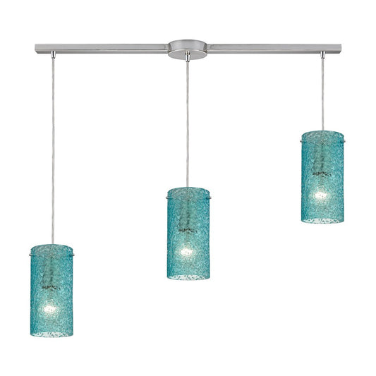 ELK Lighting Ice Fragments 3-Light Linear Pendant, Nickel/Aqua - 10242-3L-AQ