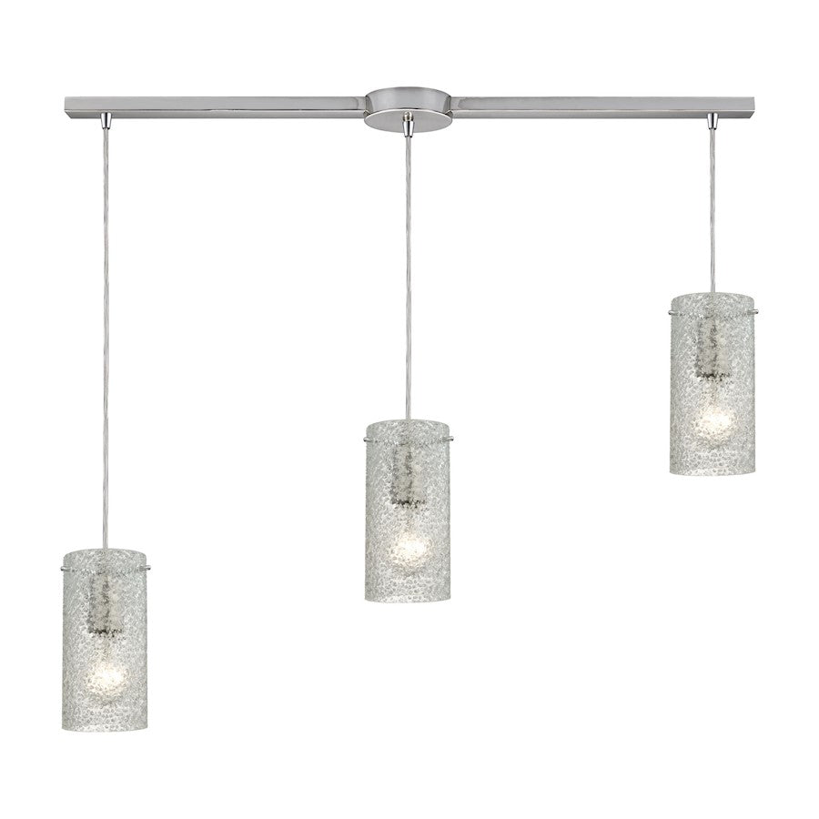 ELK Lighting Ice Fragments 3-Light Linear Pendant, Nickel/Clear - 10242-3L-CL