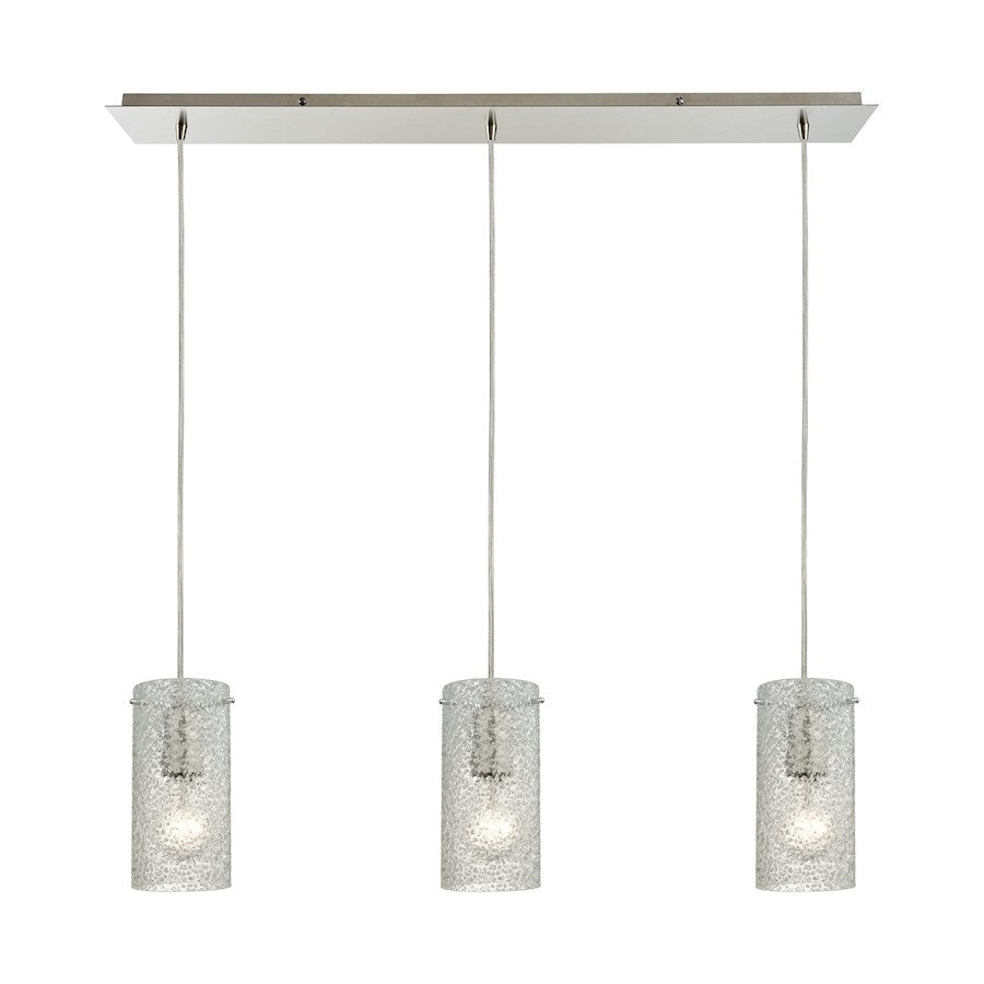 ELK Lighting Ice Fragments 3-Light Linear LP Pendant, Nickel/Clear - 10242-3LP