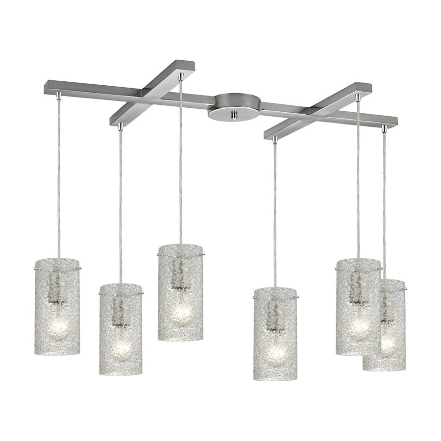 ELK Lighting Ice Fragments 6-Light H-Bar Pendant, Nickel/Clear - 10242-6CL