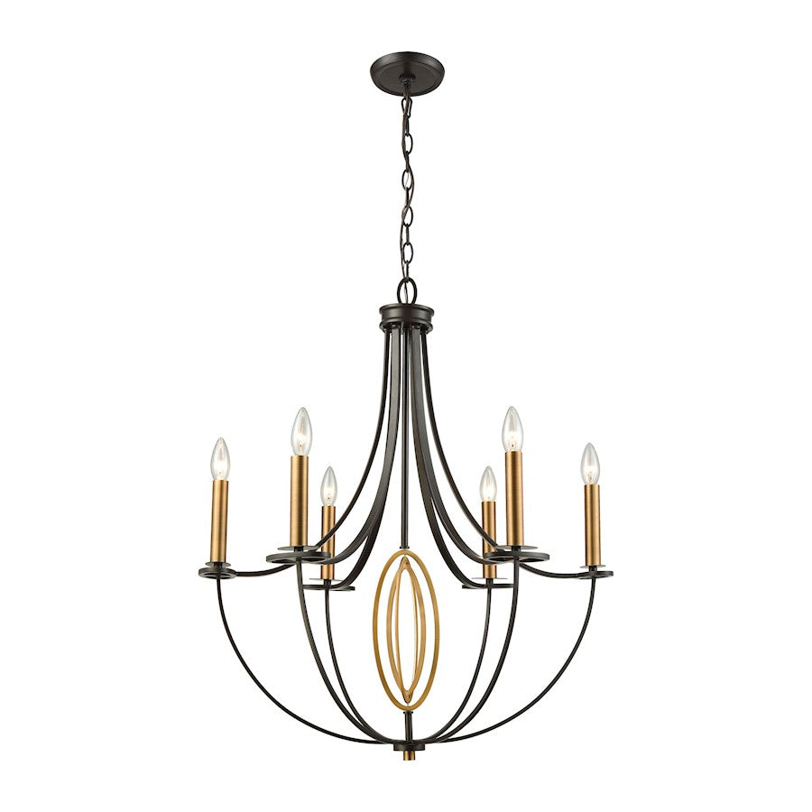 ELK Lighting Dione 6-Light Chandelier, Brushed Antique Brass & Bronze - 10515-6