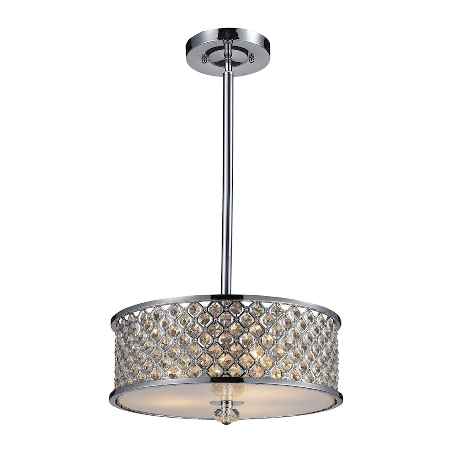 ELK Lighting Genevieve 3-Light Semi Flush, Chrome/Crystal & Mesh Shade - 31101-3