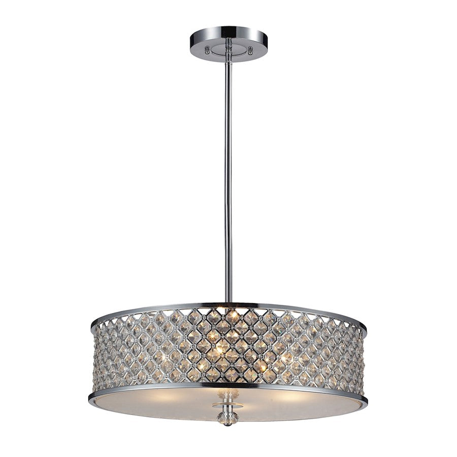 ELK Lighting Genevieve 4-Light Chandelier, Chrome/Crystal & Mesh Shade - 31105-4