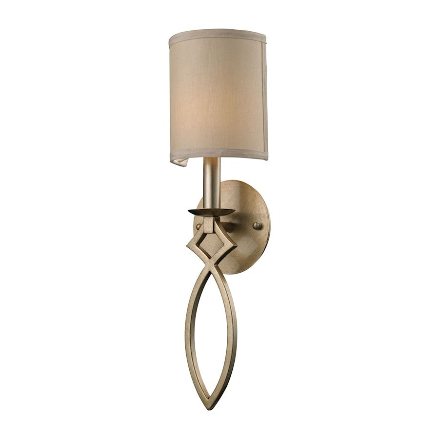 ELK Lighting Estonia 1-Light Wall, Aged Silver/Beige Fabric Half-Shade - 31120-1