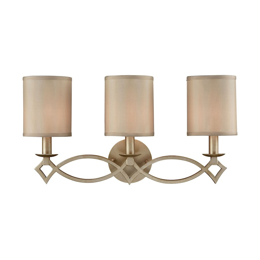 ELK Lighting Estonia 3-Light Vanity Lamp, Silver/Beige Half-Shades - 31129-3