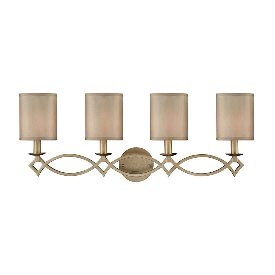 ELK Lighting Estonia 4-Light Vanity Lamp, Silver/Beige Half-Shades - 31131-4