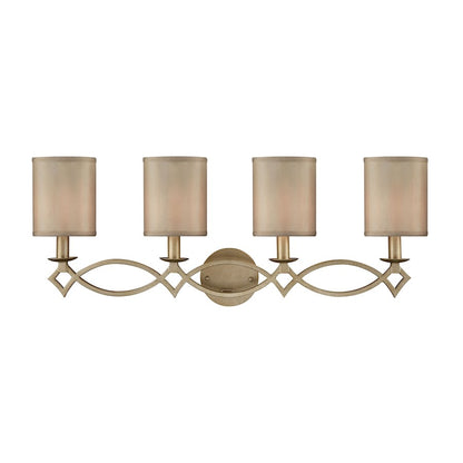 ELK Lighting Estonia 4-Light Vanity Lamp, Silver/Beige Half-Shades - 31131-4