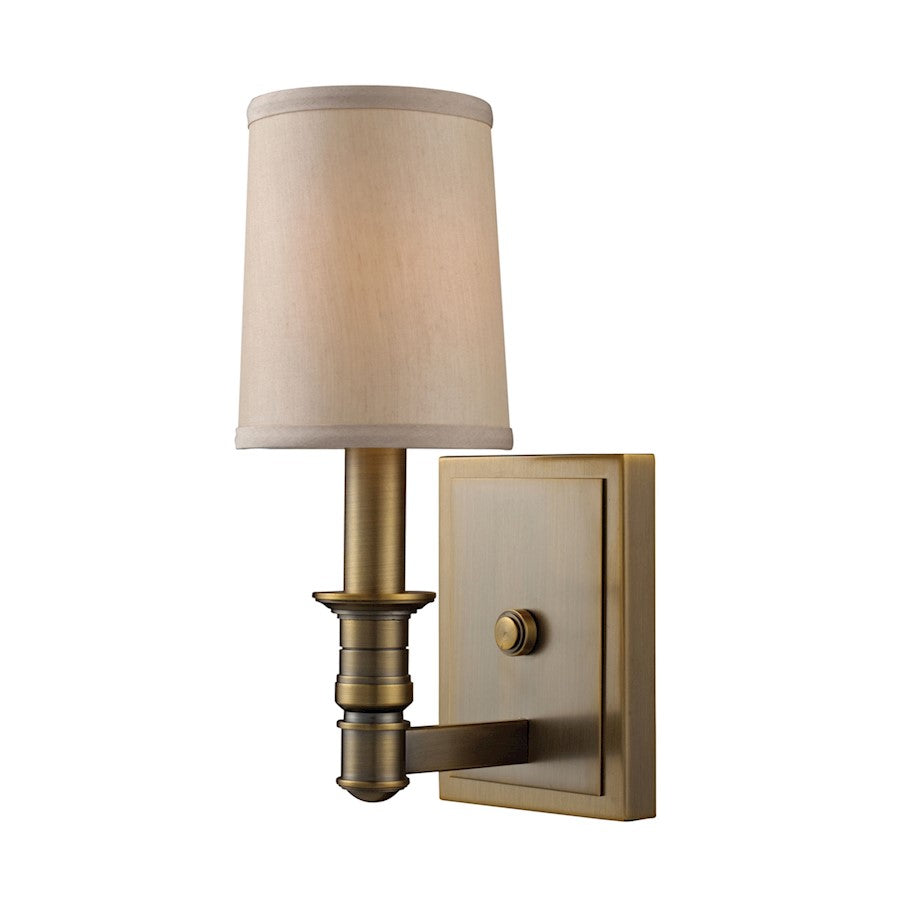 ELK Lighting Baxter 1-Light Wall, Antique Brass/Beige Fabric Shade - 31260-1