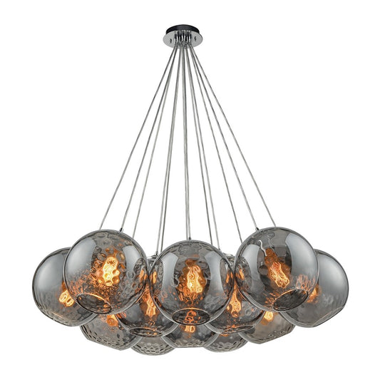 ELK Lighting Watersphere 12-LT Nesting Pendant, Chrome/Smoke - 31380-12SR