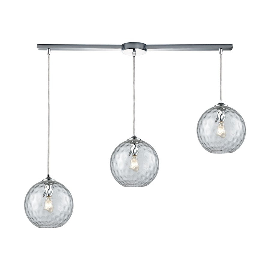 ELK Lighting Watersphere 3-LT Linear Mini Pendant, Chrome/Clear - 31380-3L-CLR