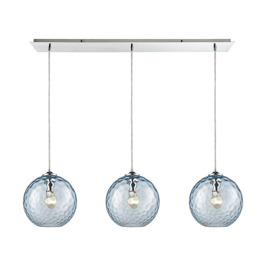 ELK Lighting Watersphere 3-LT Linear LP Mini Pendant, Chrome/Aqua - 31380-3LP-AQ