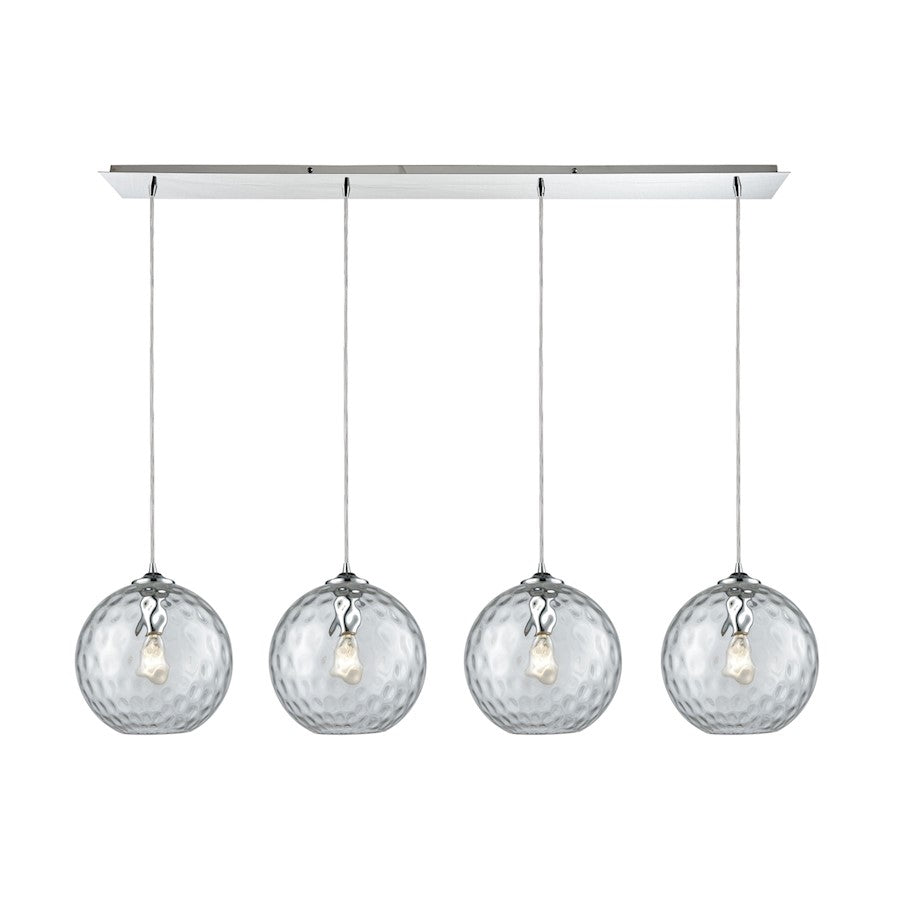 ELK Lighting Watersphere 4-Light Linear Pendant, Chrome/Clear - 31380-4LP-CLR