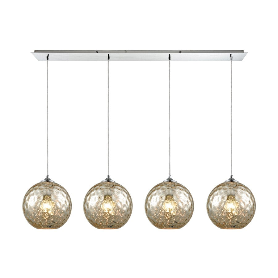 ELK Lighting Watersphere 4-Light Linear Pendant, Chrome/Mercury - 31380-4LP-MRC