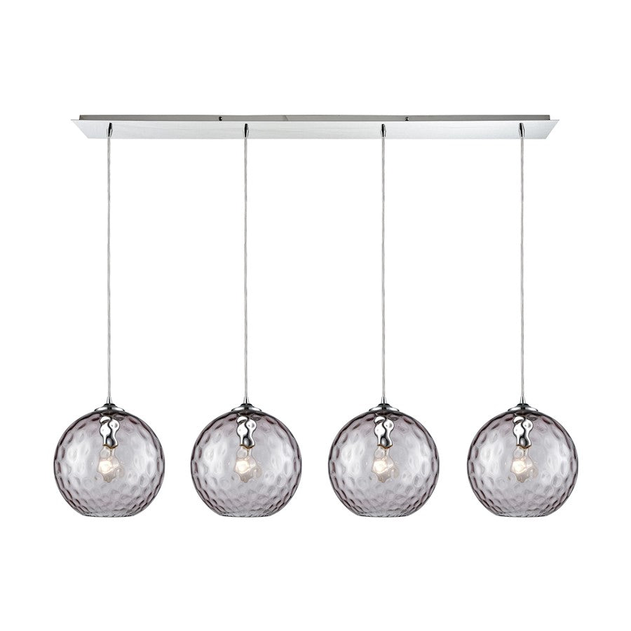 ELK Lighting Watersphere 4-Light Linear Pendant, Chrome/Purple - 31380-4LP-PRP