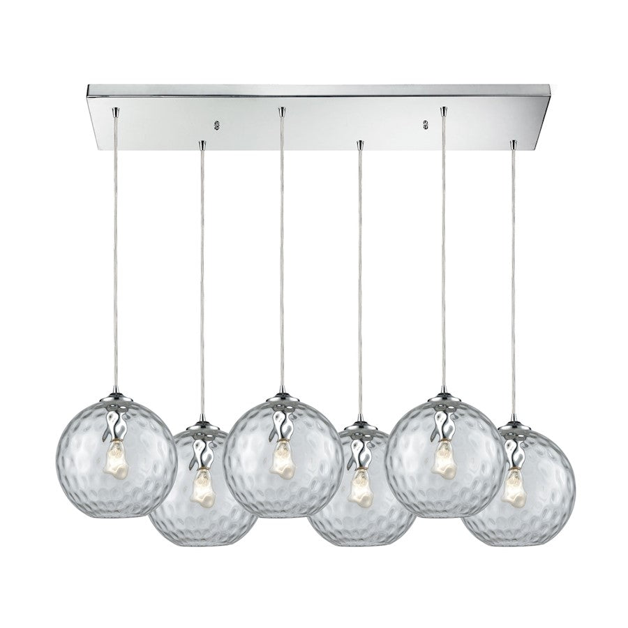 ELK Lighting Watersphere 6-Light Rectangle Pendant, Chrome/Clear - 31380-6RC-CLR