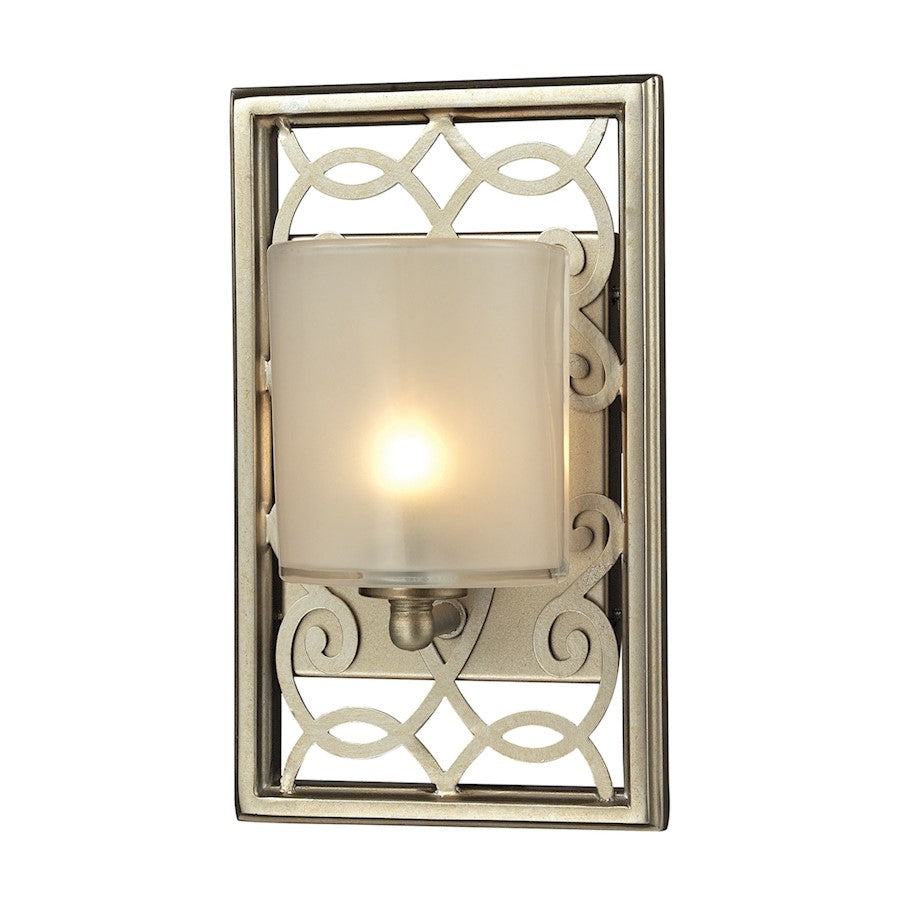 ELK Lighting Santa Monica 1-Light Vanity Sconce, Aged Silver/Off-White - 31426-1