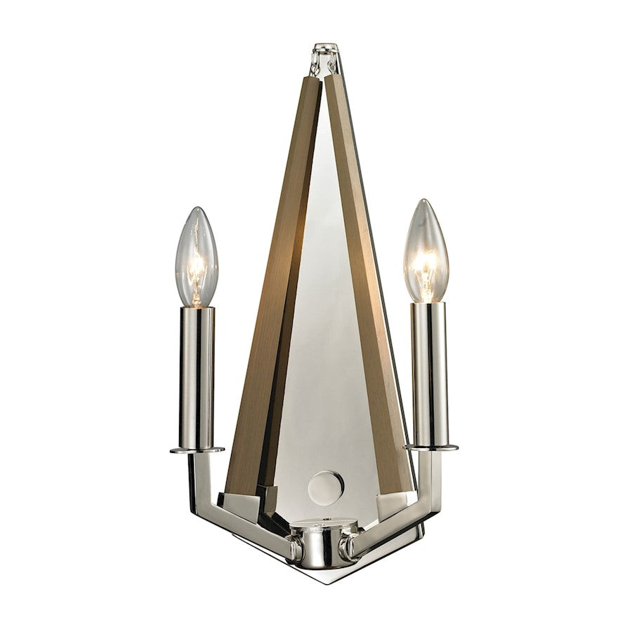 ELK Lighting Madera 2-Light Wall Lamp, Polished Nickel and Taupe - 31470-2