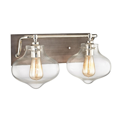 ELK Lighting Kelsey 2-Light Vanity Lamp, Nickel & Weathered Zinc/Clear - 31941-2