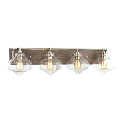 ELK Lighting Kelsey 4-Light Vanity Sconce, Nickel & Zinc/Clear - 31943-4