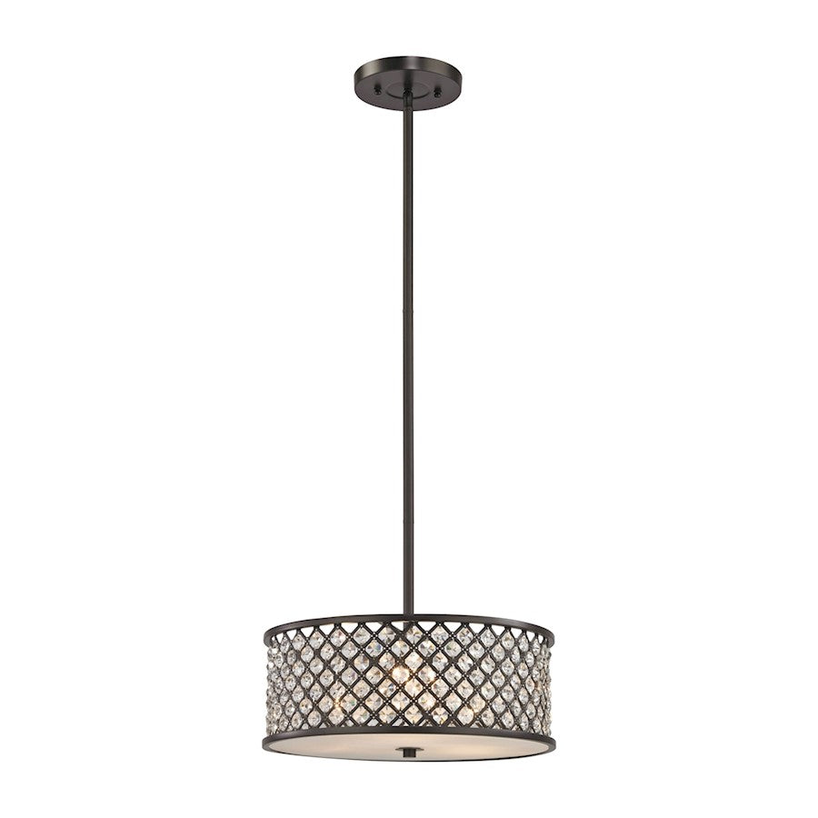 ELK Lighting Genevieve 3-Light Chandelier, Bronze/Crystal & Mesh Shade - 32104-3