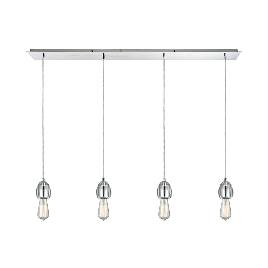 ELK Lighting Socketholder 4-Light Linear Pendant, Chrome/Glass - 32221-4LP