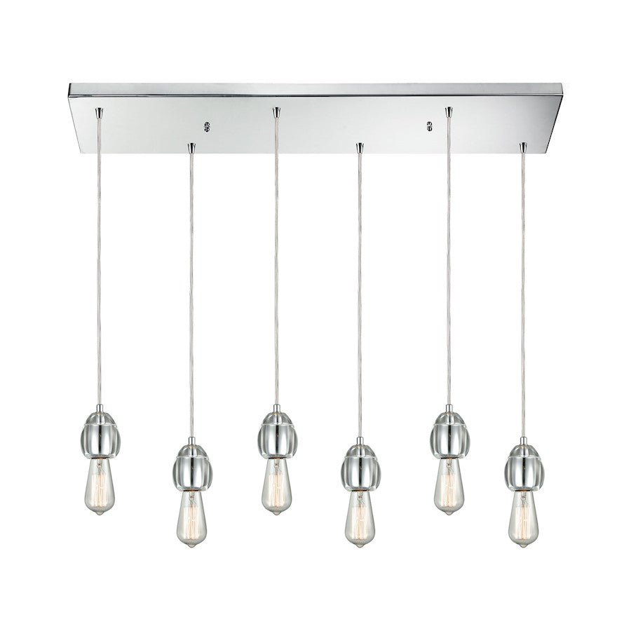 ELK Lighting Socketholder 6-Light Rectangular Pendant, Chrome/Glass - 32221-6RC