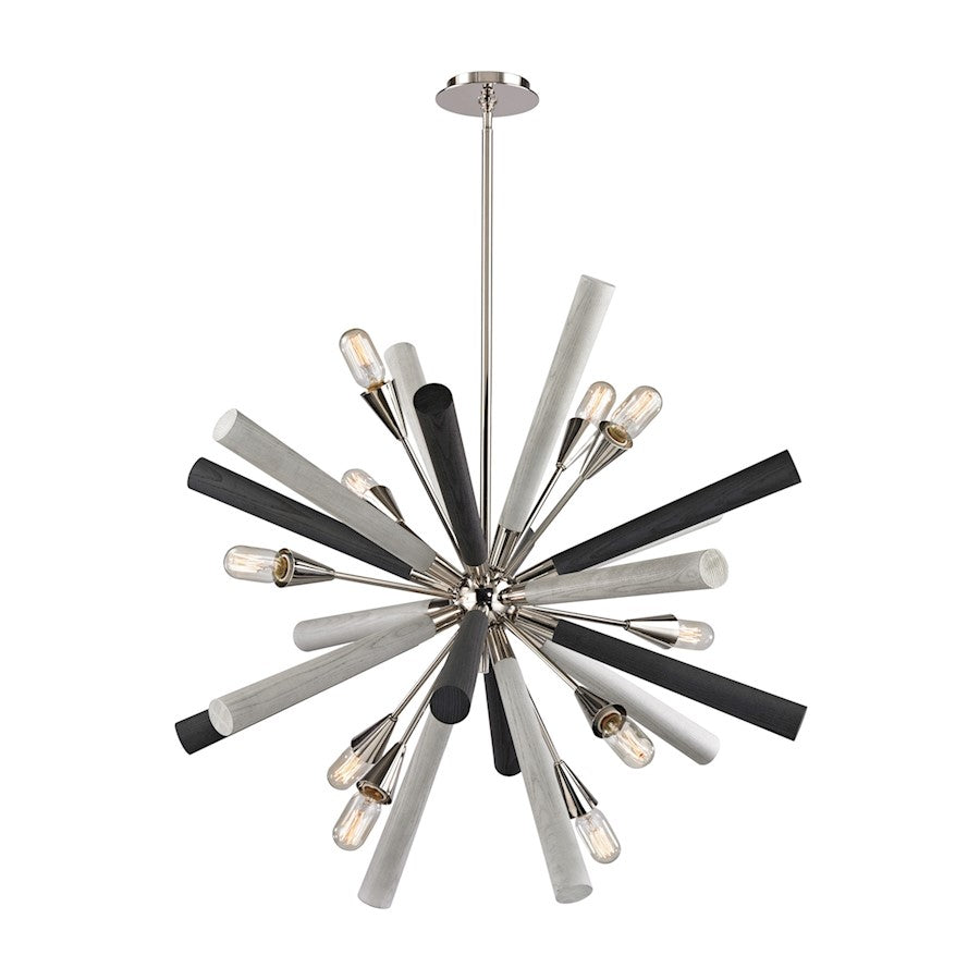 ELK Lighting Solara 10-Light Chandelier, Nickel/Grey Wood Spindles - 32233-10