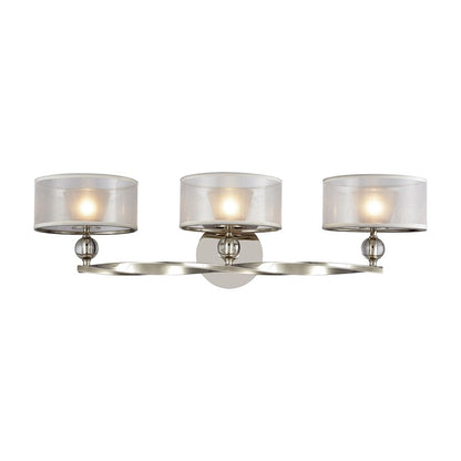 ELK Lighting Corisande 3-Light Vanity Lamp, Nickel/Silver Drum Shades - 32292-3