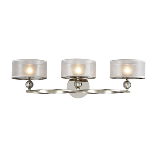 ELK Lighting Corisande 3-Light Vanity Lamp, Nickel/Silver Drum Shades - 32292-3