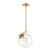 ELK Lighting Collective 1-Light Mini Pendant, Satin Brass/Clear Glass - 32351-1