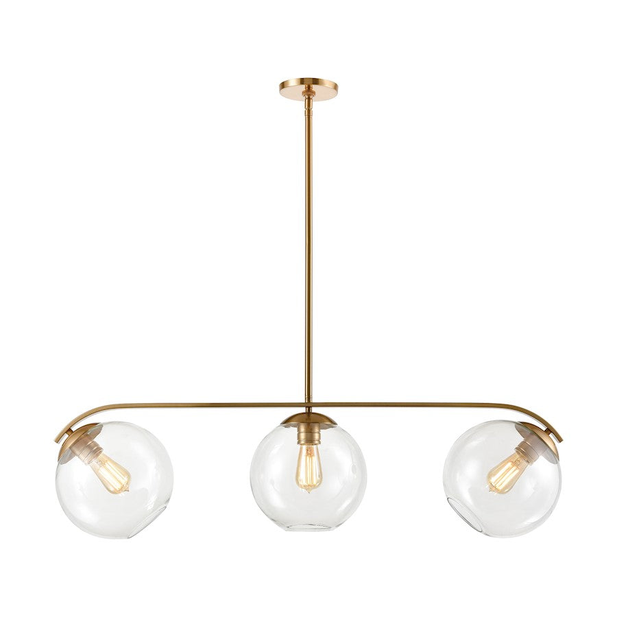 ELK Lighting Collective 3-Light Island Light, Satin Brass/Clear Glass - 32352-3