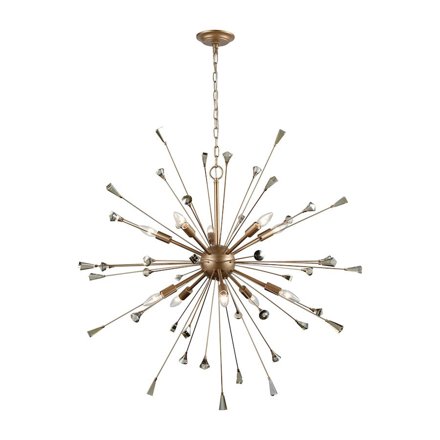 ELK Lighting Sprigny 10-Light Chandelier, Gold/Amber Teak Crystal - 33021-10