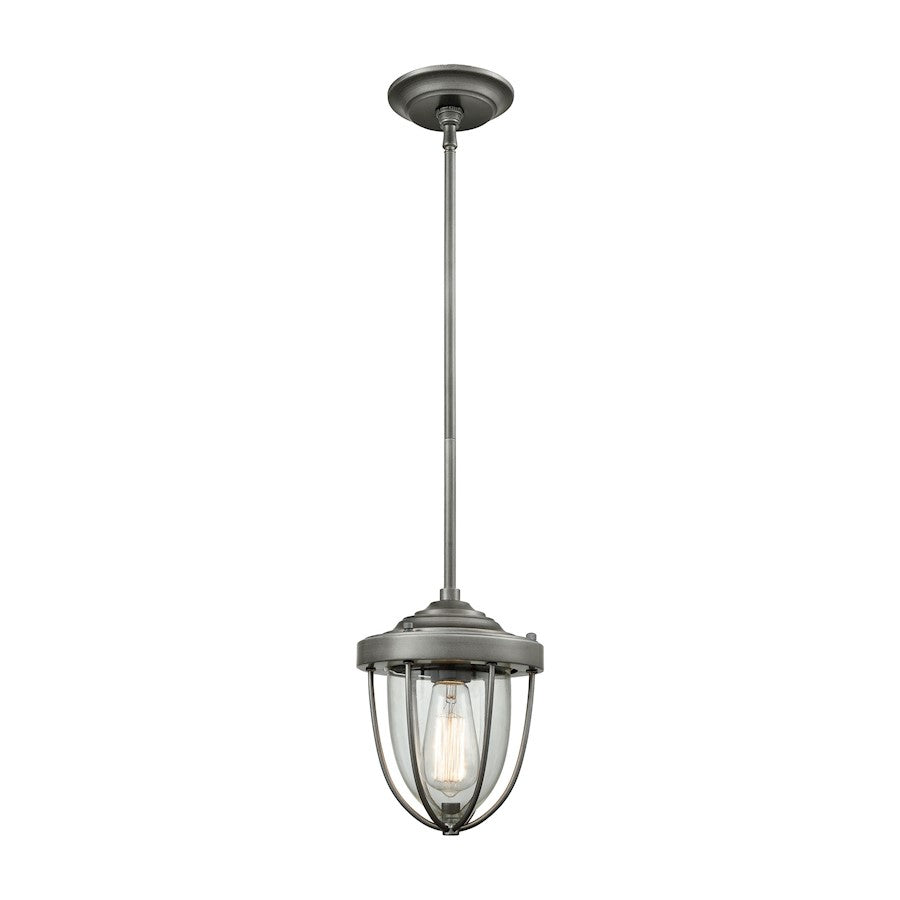 ELK Lighting Sturgis 1-Light Mini Pendant, Weathered Zinc/Clear Blown - 33100-1