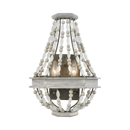 ELK Lighting Summerton 2-Light Sconce, Gray & Malted Rust/Strung Beads - 33190-2