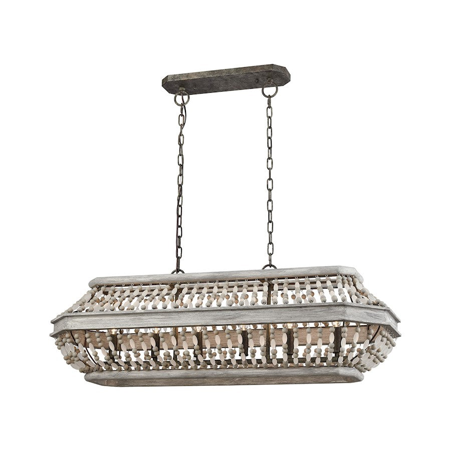 ELK Lighting Summerton 6-Light Linear Chandelier, Gray & Rust- 33192-6