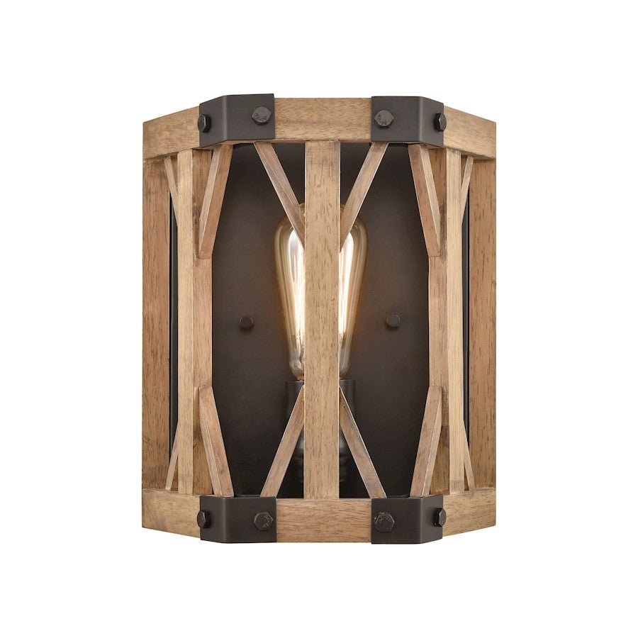 ELK Lighting Structure 1-Light Sconce, Bronze and Natural Wood - 33320-1