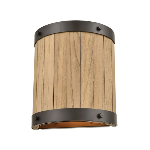 ELK Lighting Wooden Barrel 2-Light Sconce, Bronze/Slatted Wood Shade, - 33360-2
