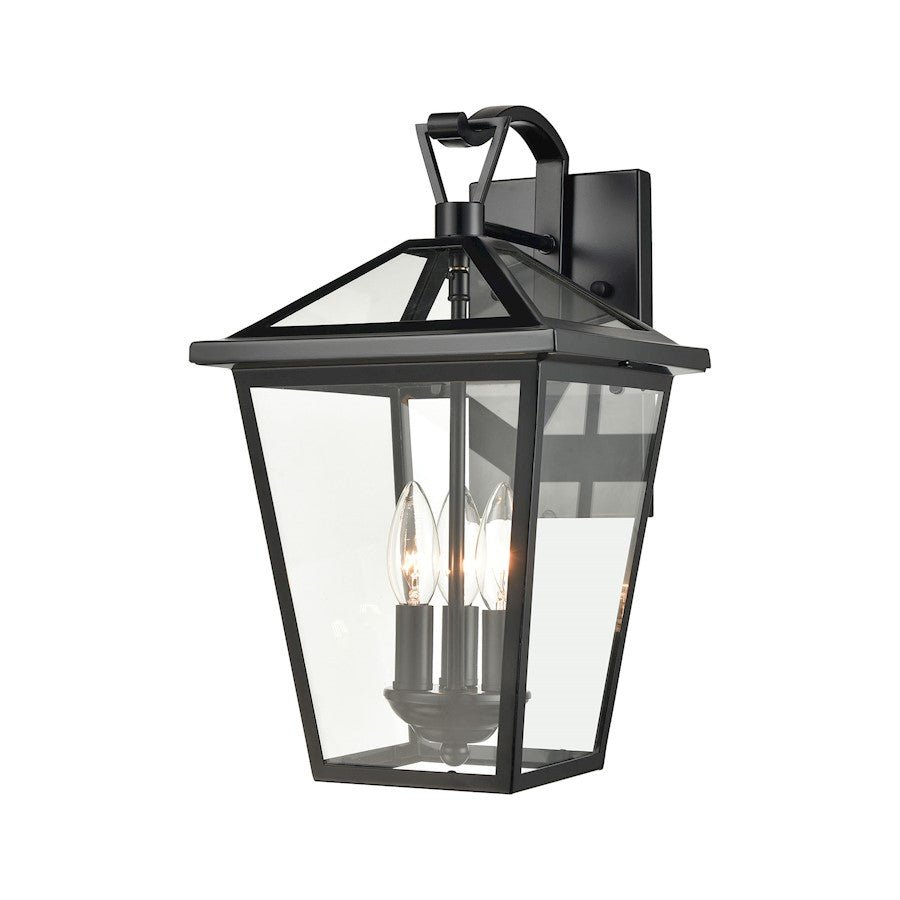 ELK Lighting Main Street 3-Light Outdoor Sconce, Black/Clear Glass - 45471-3