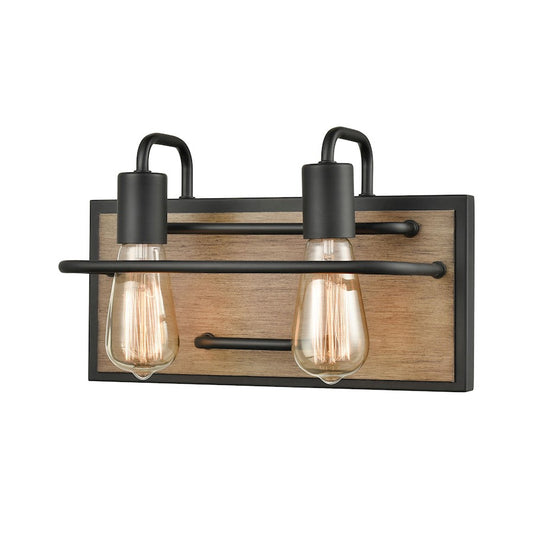 ELK Lighting Copley 2-Light Vanity Light, Matte Black and Aspen - 45484-2