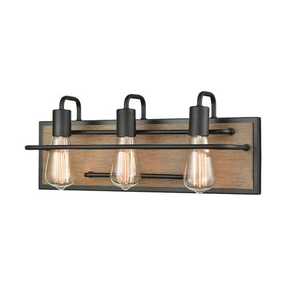 ELK Lighting Copley 3-Light Vanity Light, Matte Black and Aspen - 45485-3