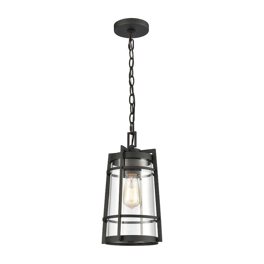 ELK Lighting Crofton 1-Light Outdoor Pendant, Charcoal/Clear Glass - 45493-1