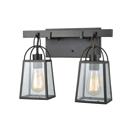 ELK Lighting Barnside 2-Light Vanity Lamp, Bronze/Clear Panels - 46271-2